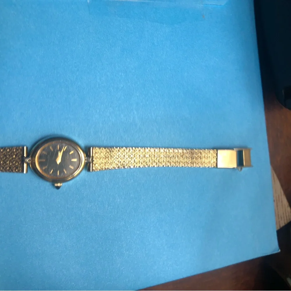 Vintage 1980s Seiko Women’s Watch Genuine Diamond Accents Gold-Toned Mesh Band